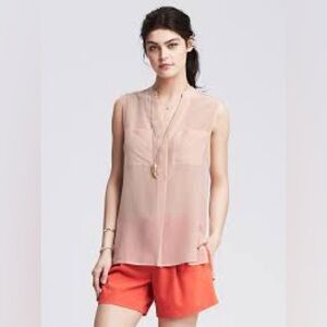 Banana Republic Silk LIGHT SILK SLEEVELESS POPOVER BLOUSE